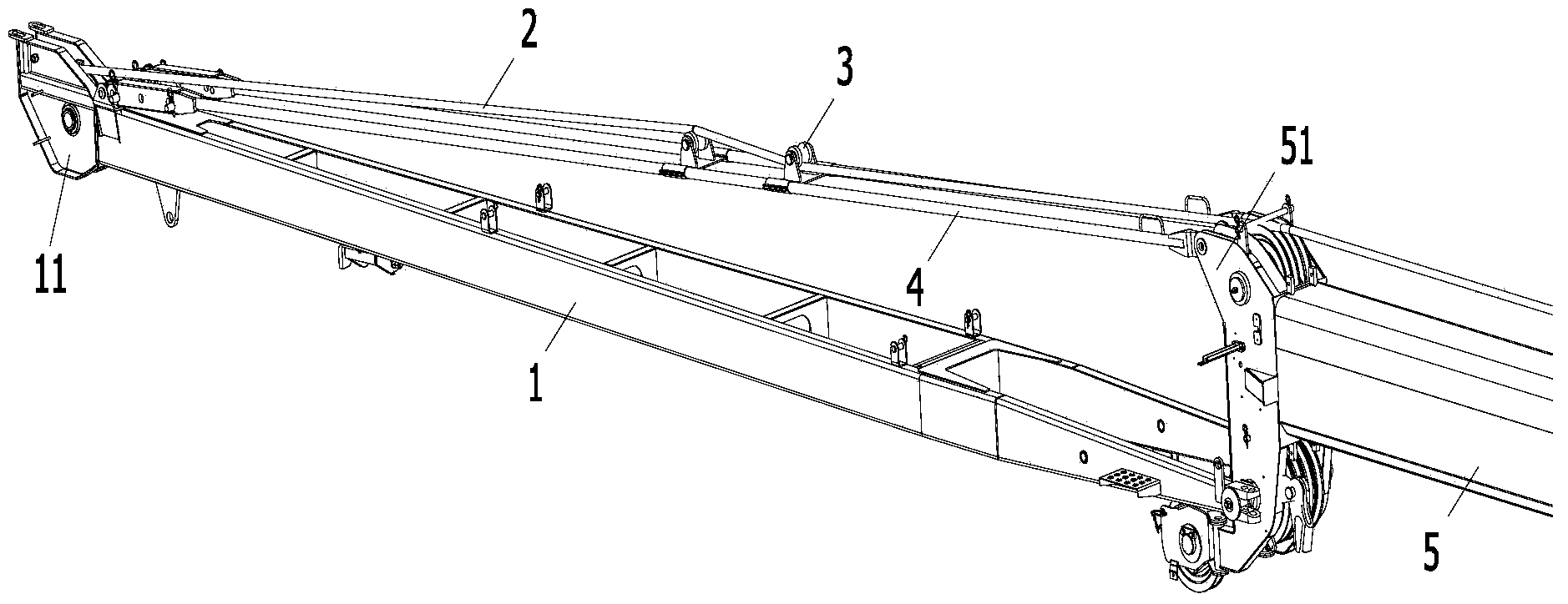 Folded boom and crane