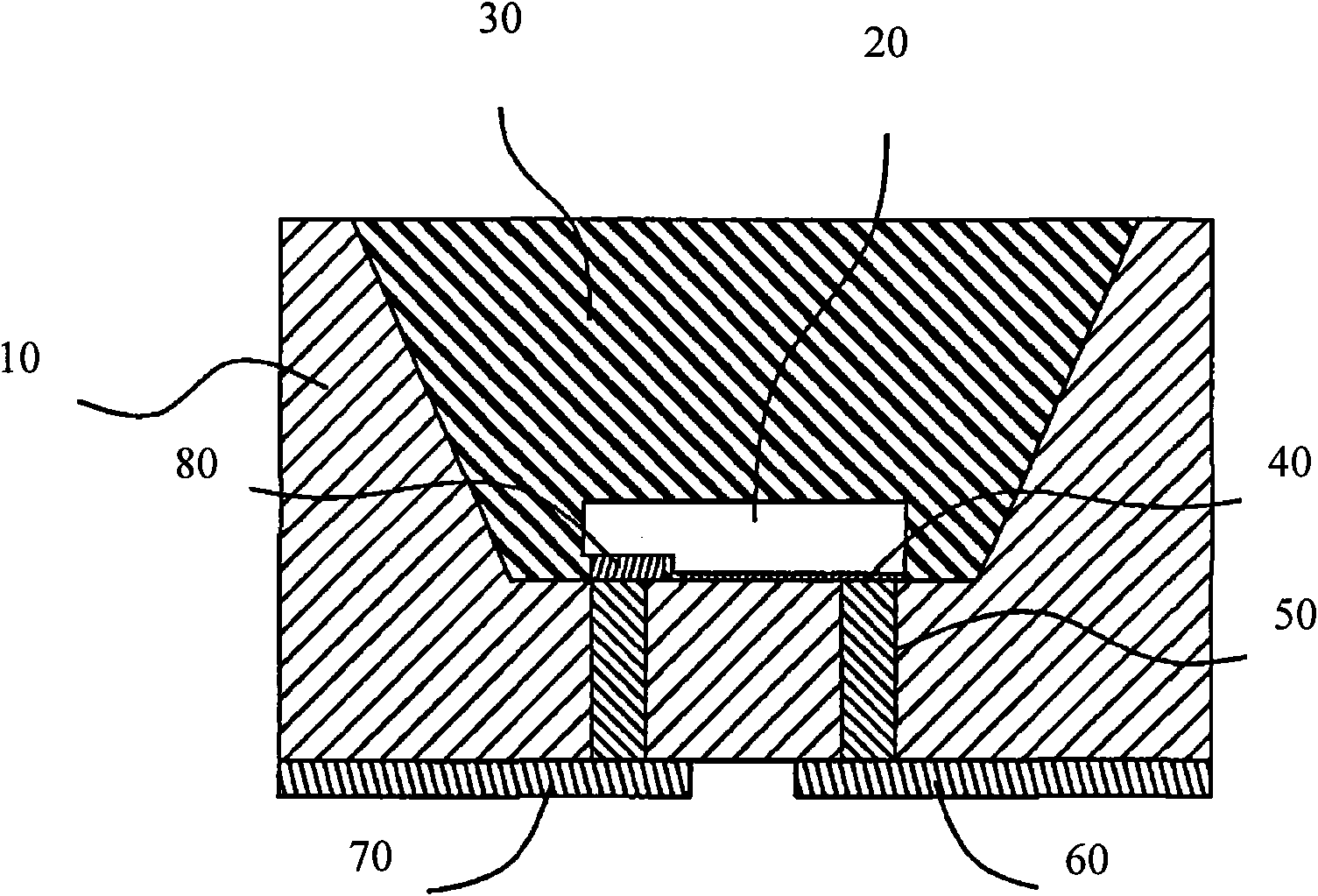 LED (Light Emitting Diode) surface patch type encapsulating structure based on silicon base plate and encapsulating method thereof