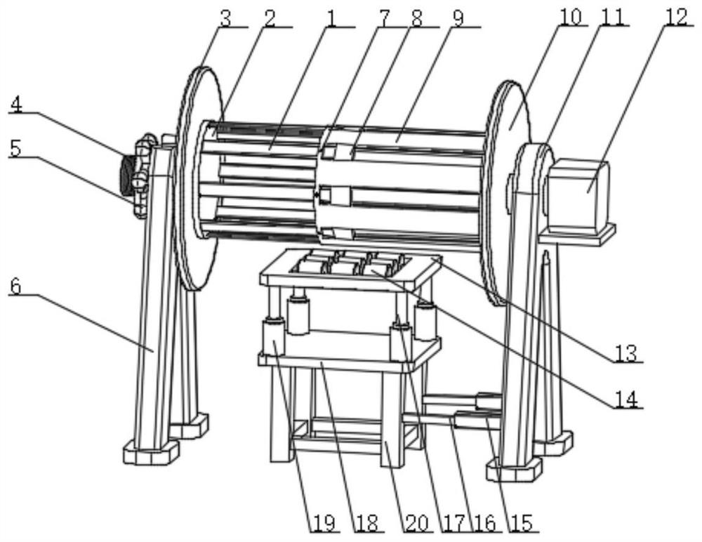 Winding device for warp knitting fabric production