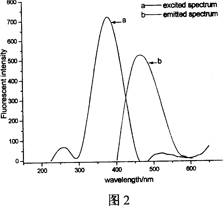 Phosphine-based Marpropy multipolymer containing fluorescent base-group and its production