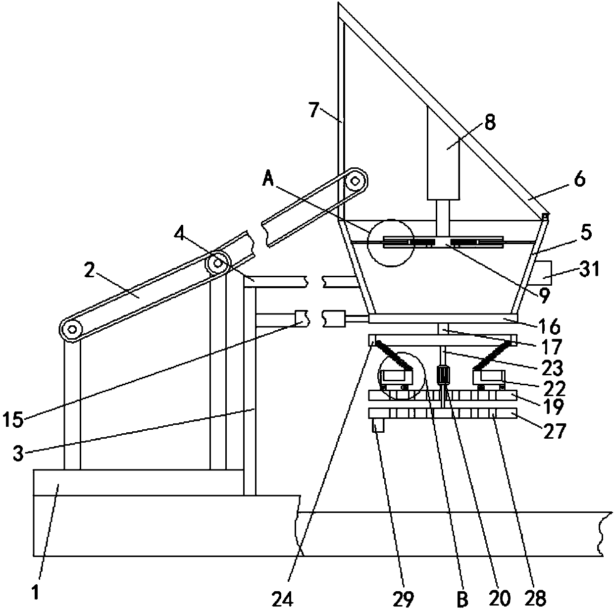 Feeding device wider in feeding range