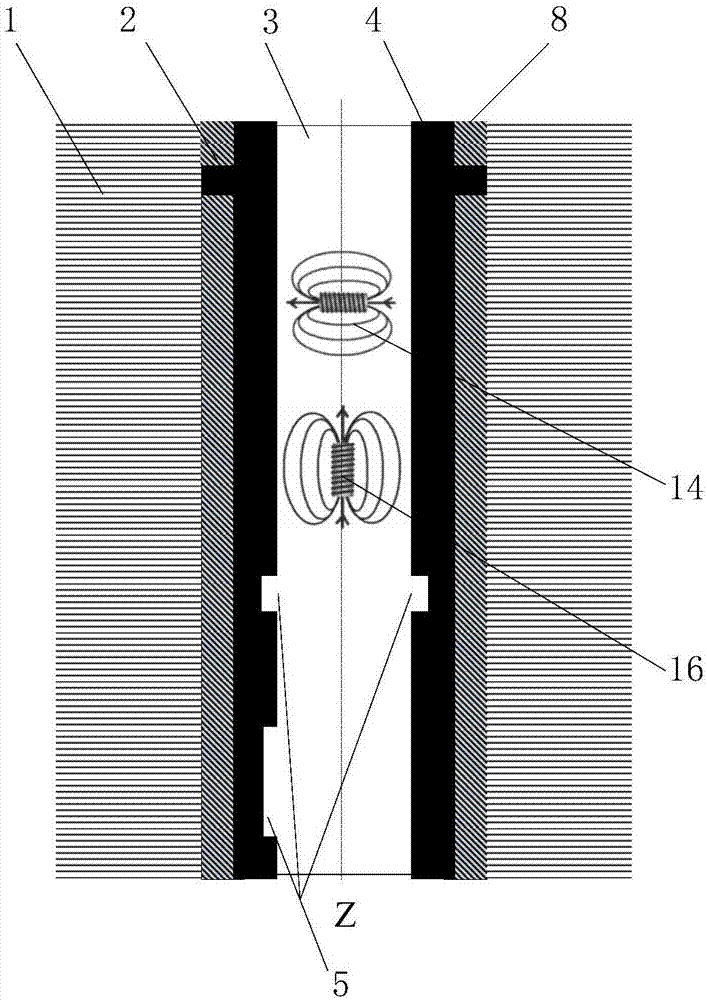 Testing device and testing method for magnetic flux leakage of petroleum gas storage well casing