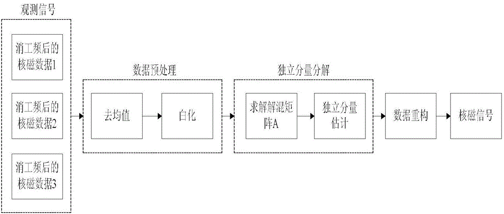 Nuclear magnetic resonance underground water detection signal noise eliminating method based on independent component analysis (ICA)