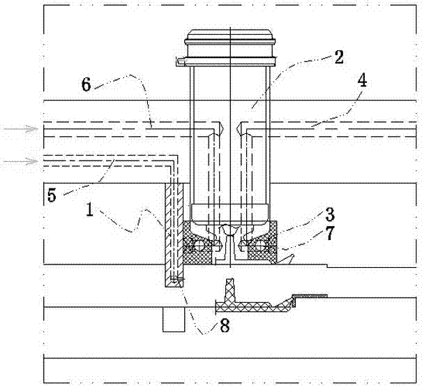 Anti-drawing and quick-break device at the glue inlet point of the mold