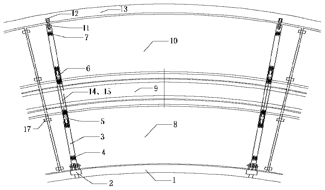 Positioning device for mounting tunnel two-lining butterfly waterstop