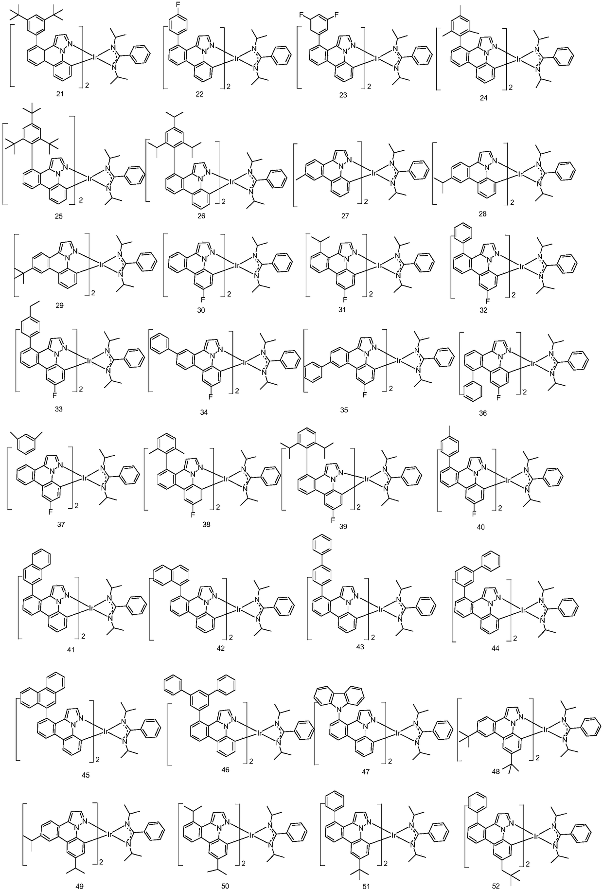 Iridium-containing coordination compound and organic light-emitting device thereof