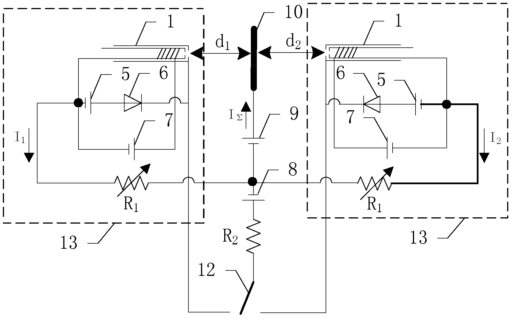 Work circuit achieving stable parallel connection of multiple hollow cathodes and work method of work circuit