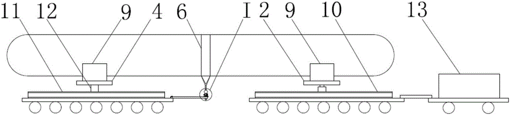 Lengthy cargo connected rear trolley autotracking steering system