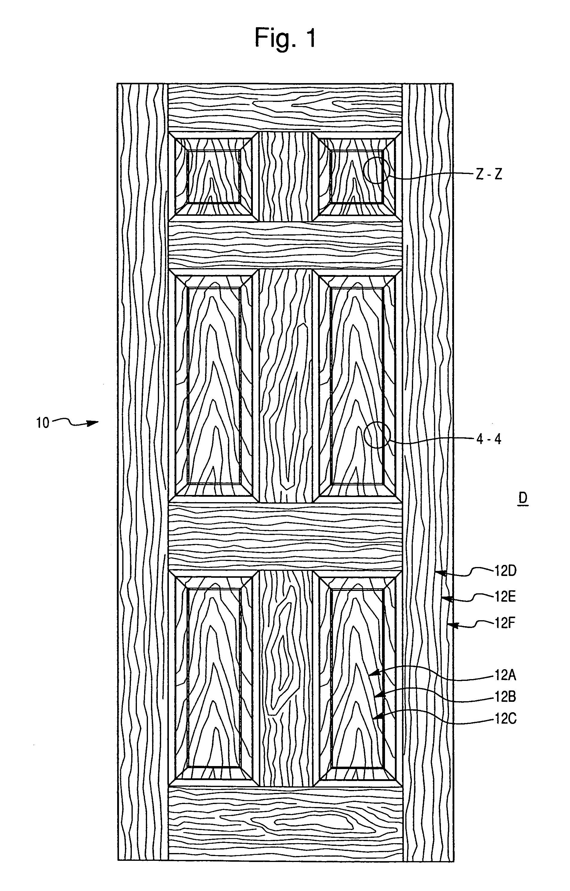 Door skin, a method of etching a plate for forming a wood grain pattern in the door skin, and an etched plate formed therefrom