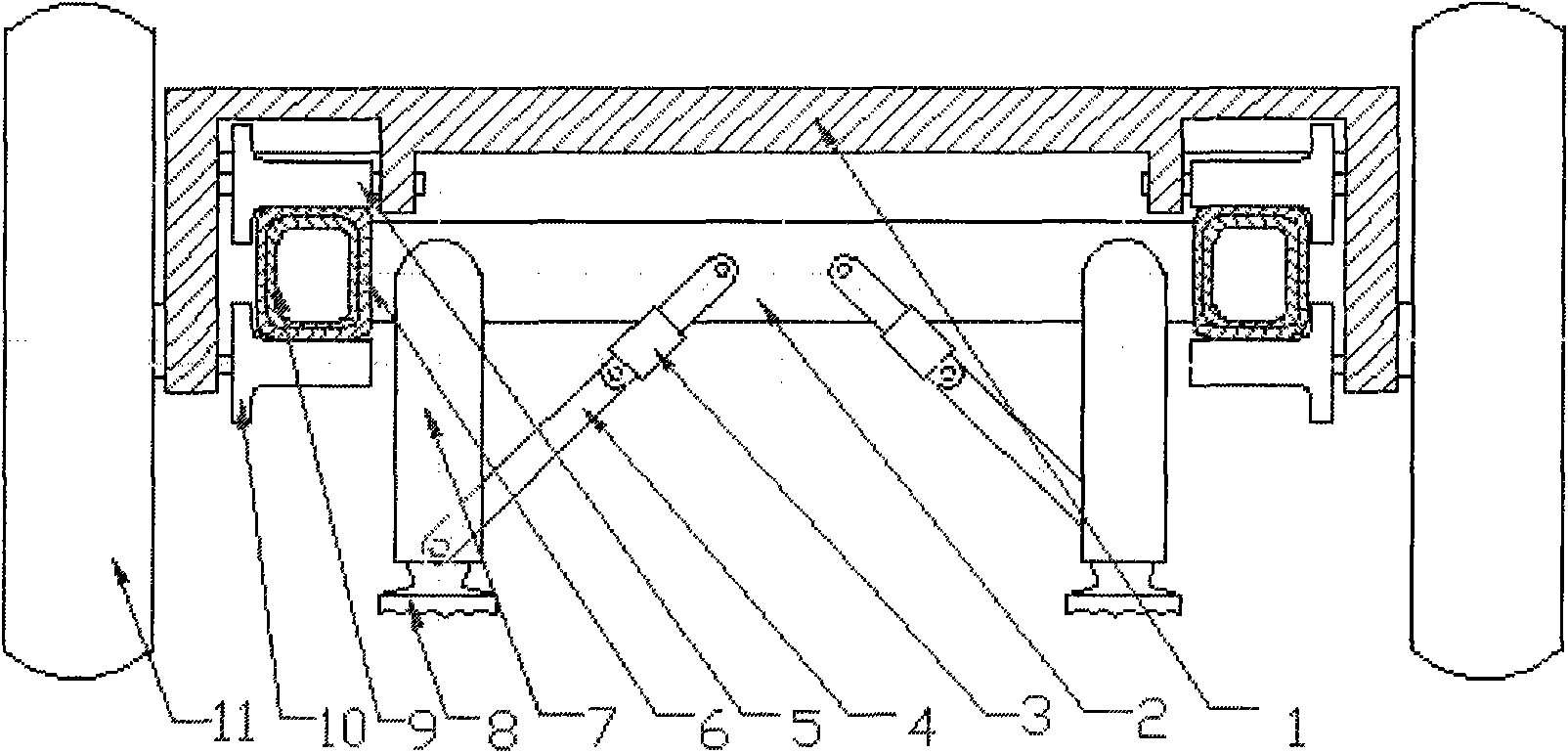 A vehicle obstacle crossing device by automatically bridging