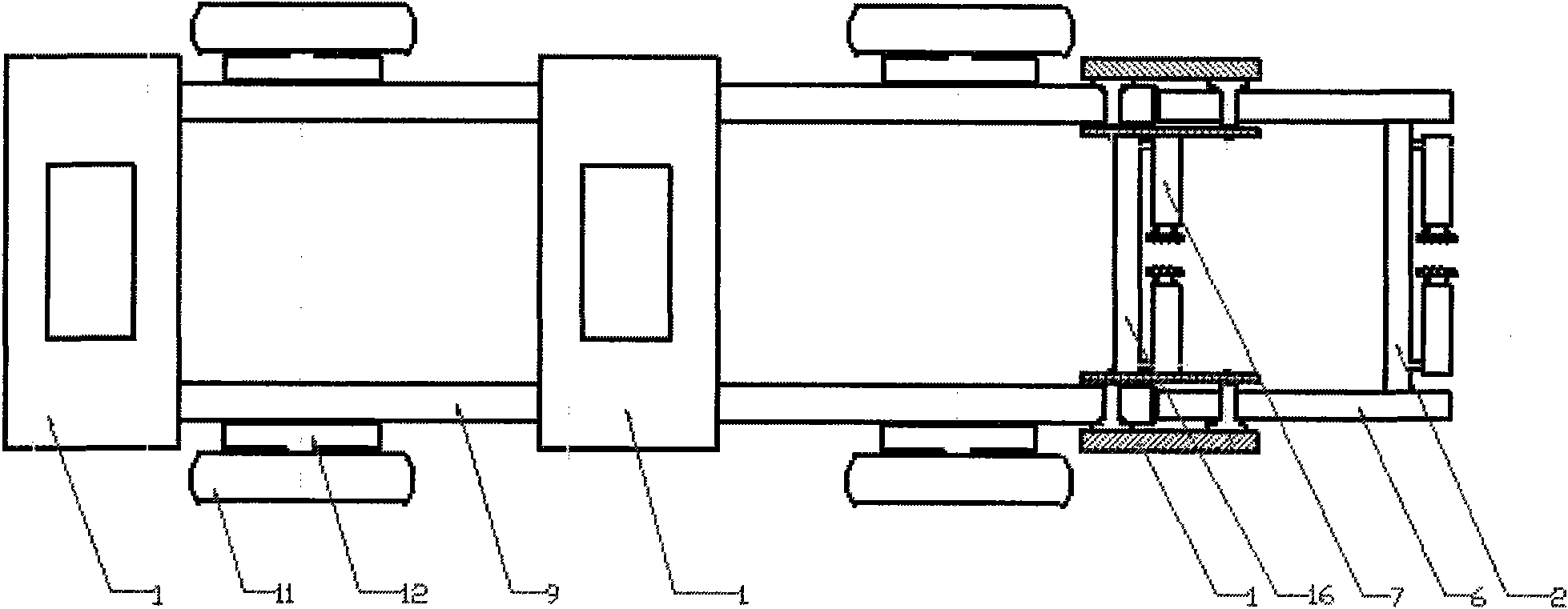 A vehicle obstacle crossing device by automatically bridging