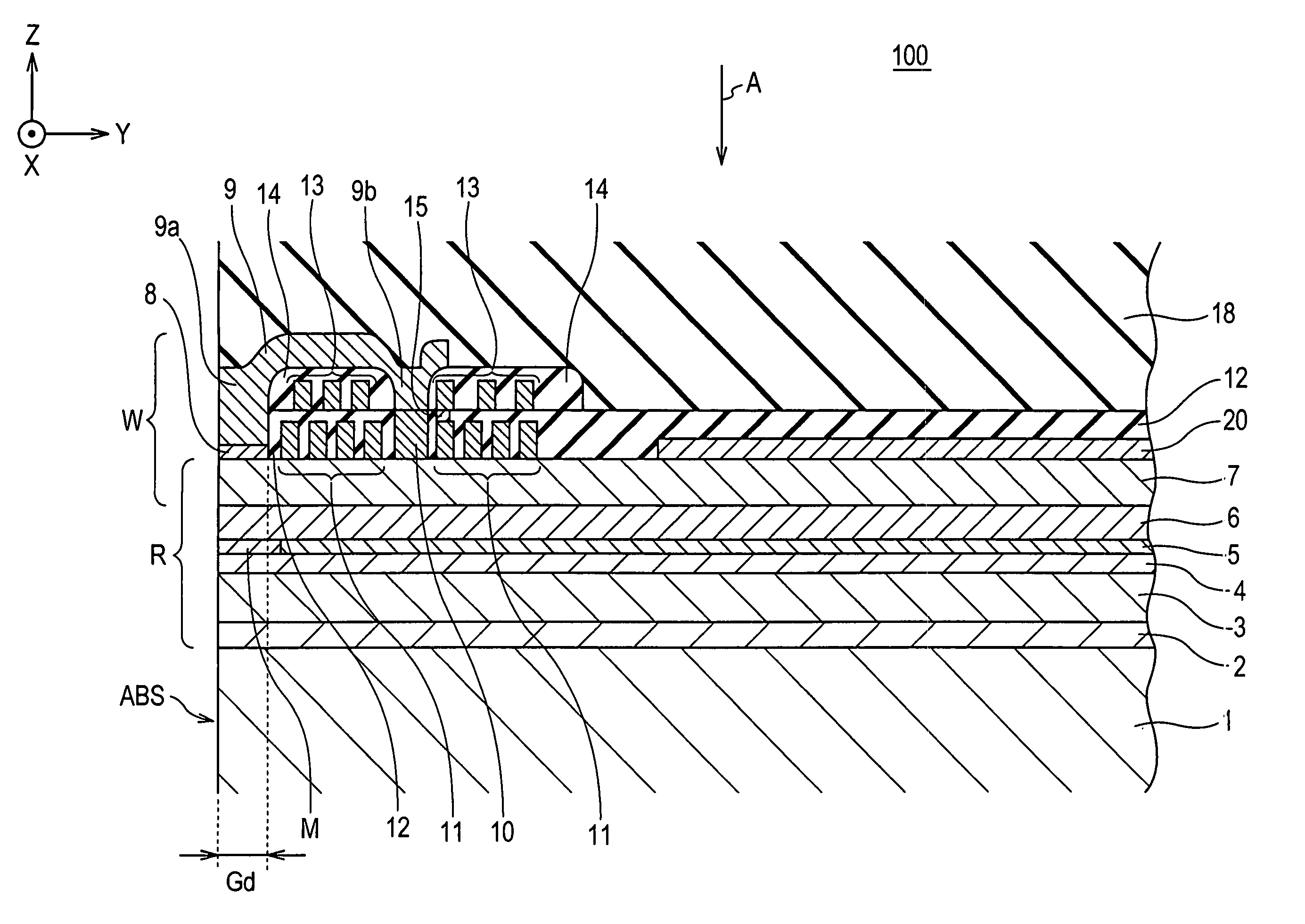 Thin film magnetic head having heating element