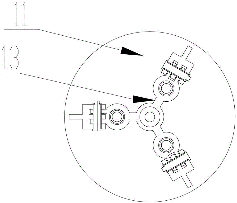 Double-layer adaptive three-point umbrella-type pipe inner wall support device with limit