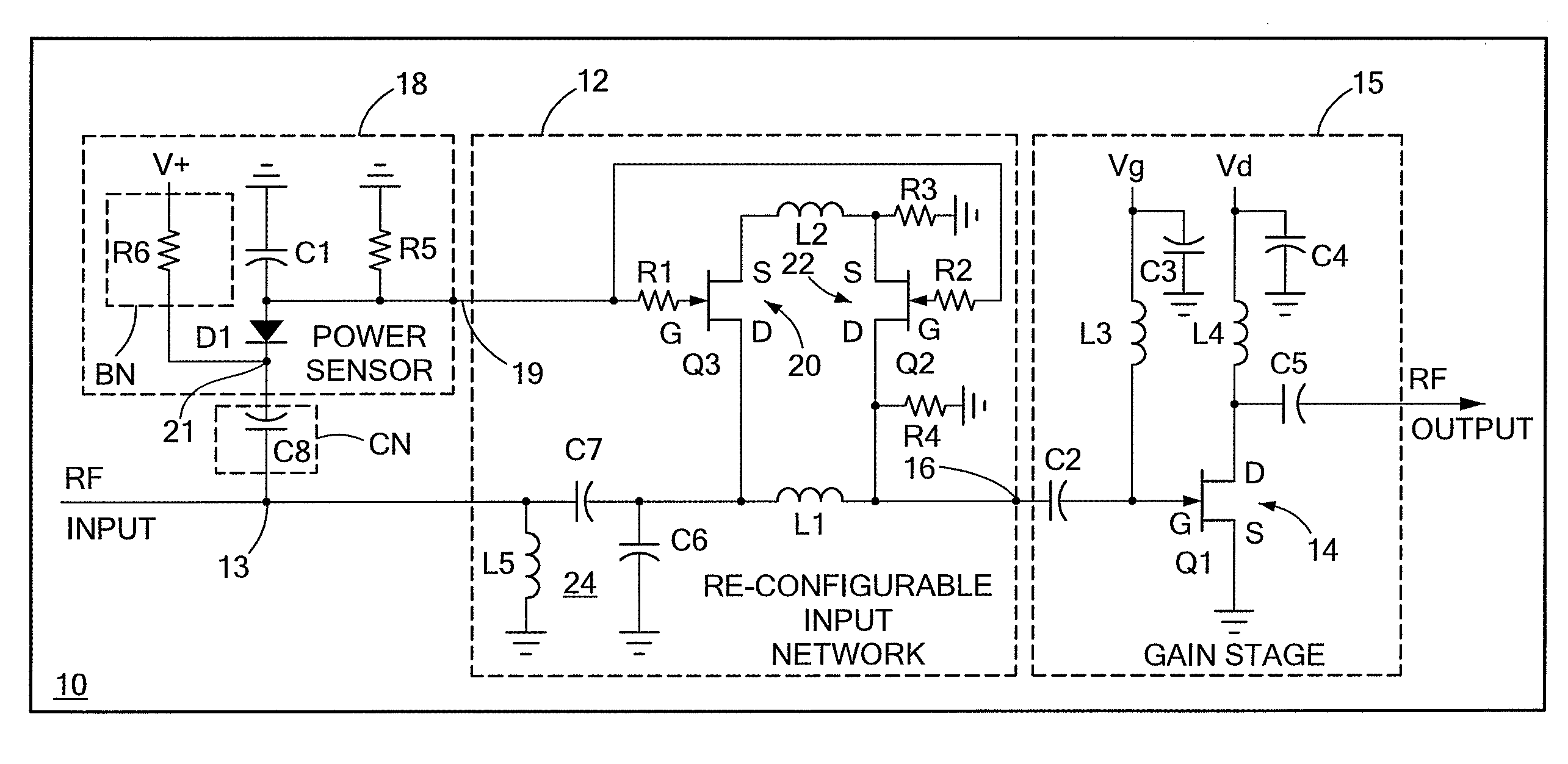 Input circuitry for transistor power amplifier and method for designing such circuitry