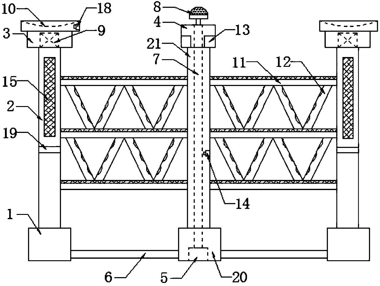 Automatic water spraying dust suction type municipal guardrail