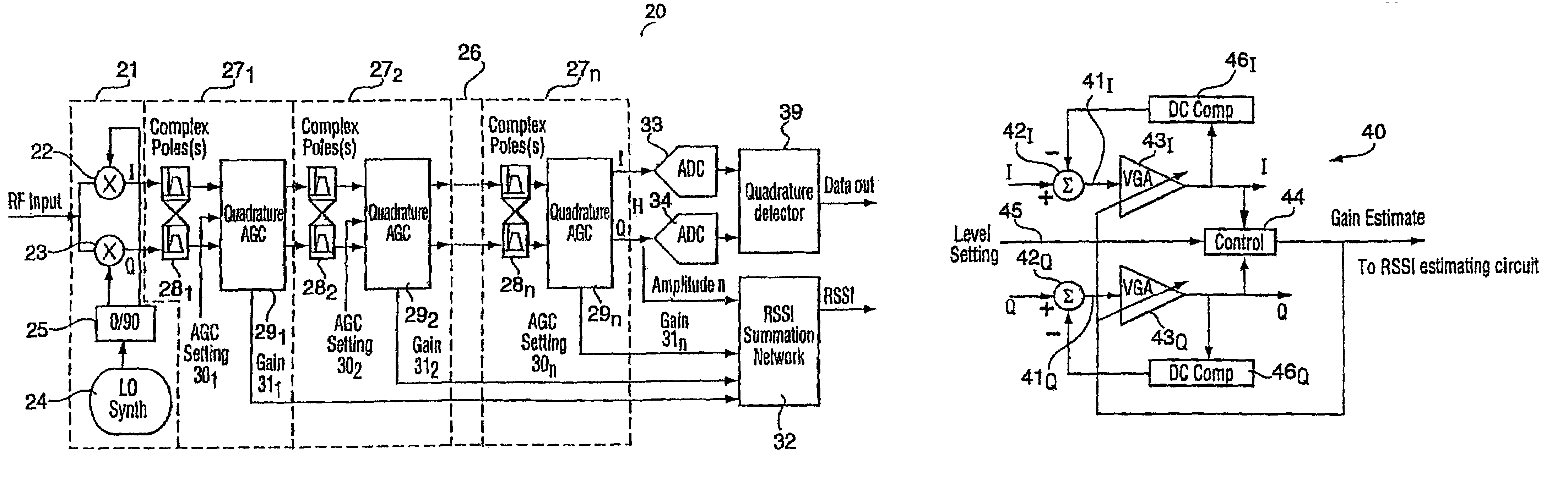 Complex filtering/AGC radio receiver architecture for low-IF or zero-IF