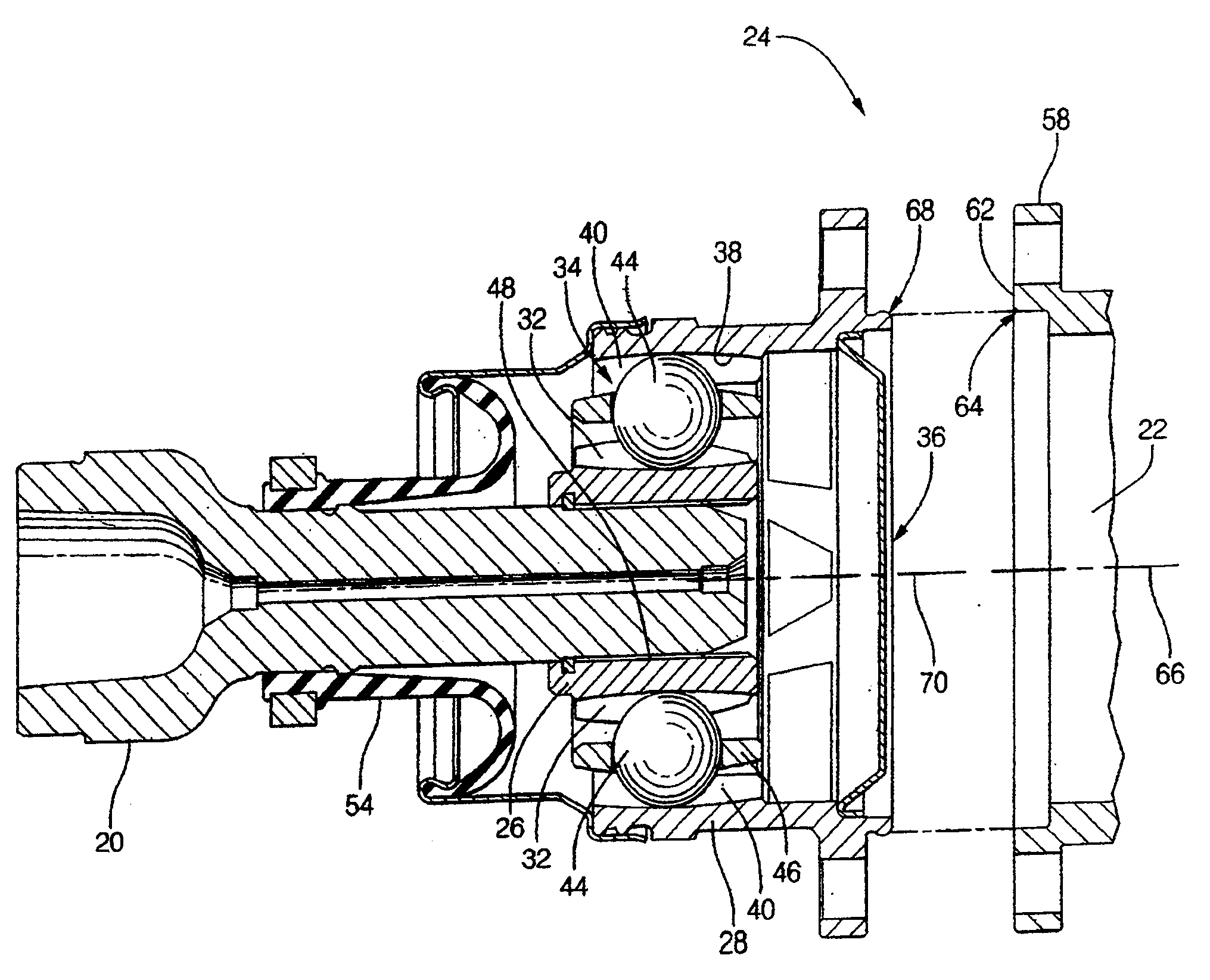 Joint assembly with centering flange