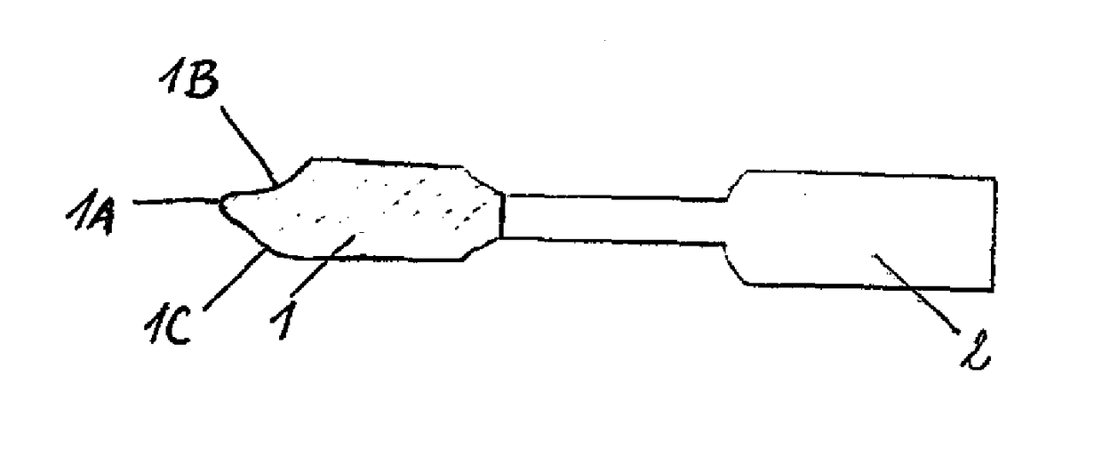 Device for a manipulation with a contact lens within an eye area and a method of manufacturing such device