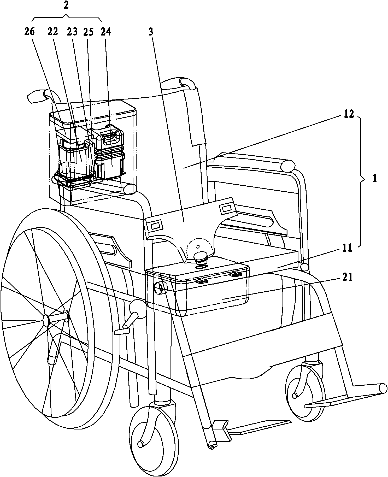 Wheel chair type putting-on free excrement automatic cleaning machine