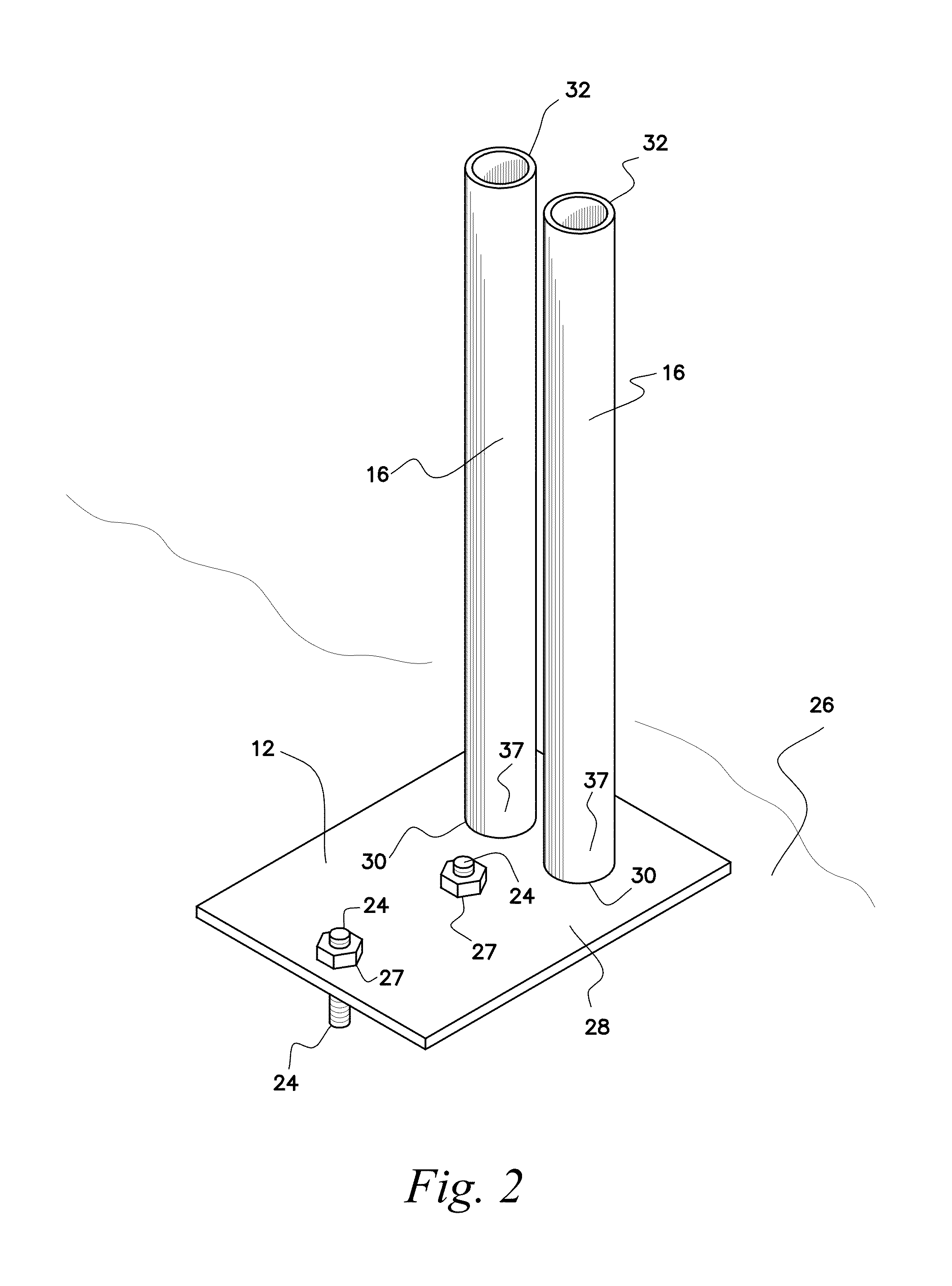 Metal safety rail for open floors of a building under construction