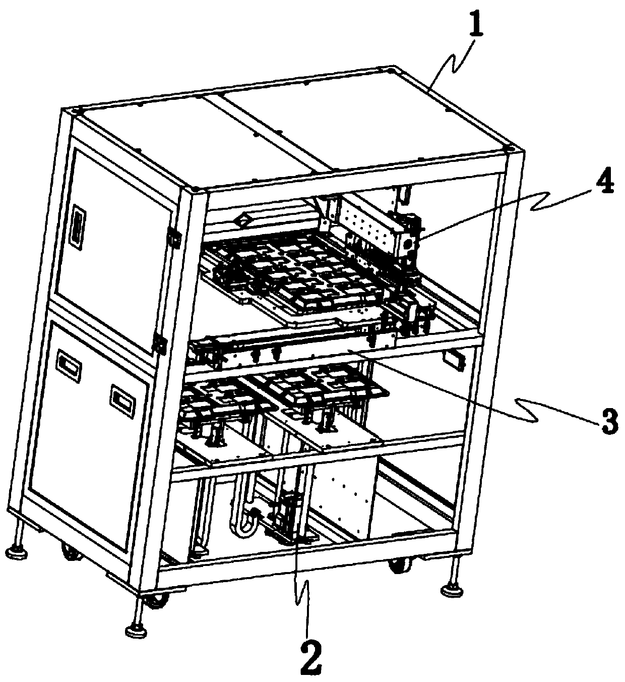 A lens upper and lower cartoning machine