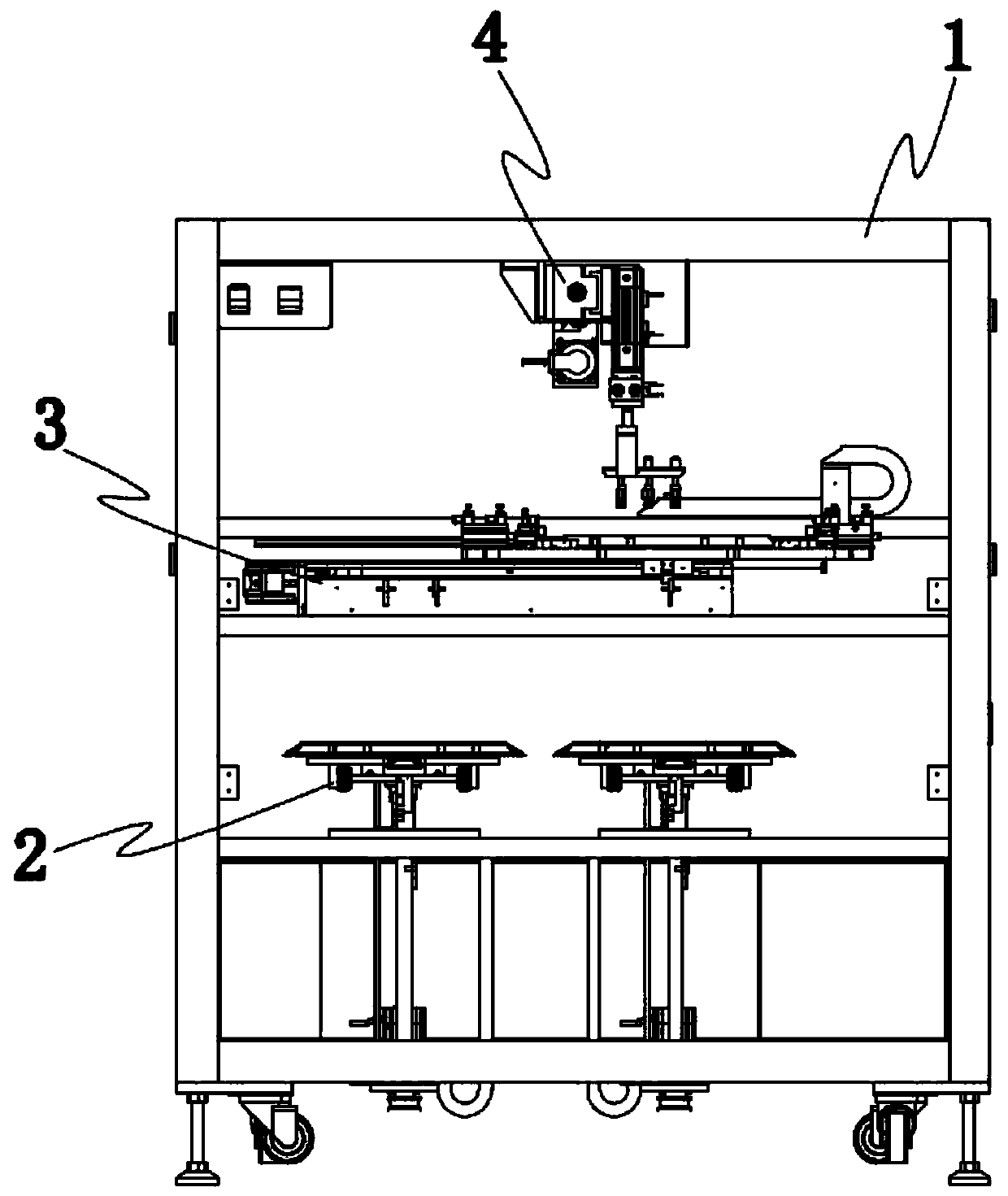 A lens upper and lower cartoning machine