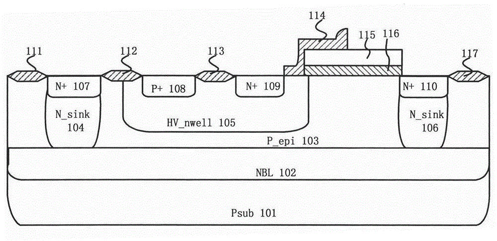 Longitudinal NPN triggered high-voltage ESD protective device with high maintaining voltage