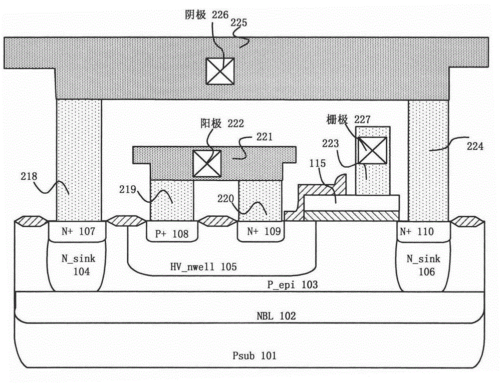 Longitudinal NPN triggered high-voltage ESD protective device with high maintaining voltage