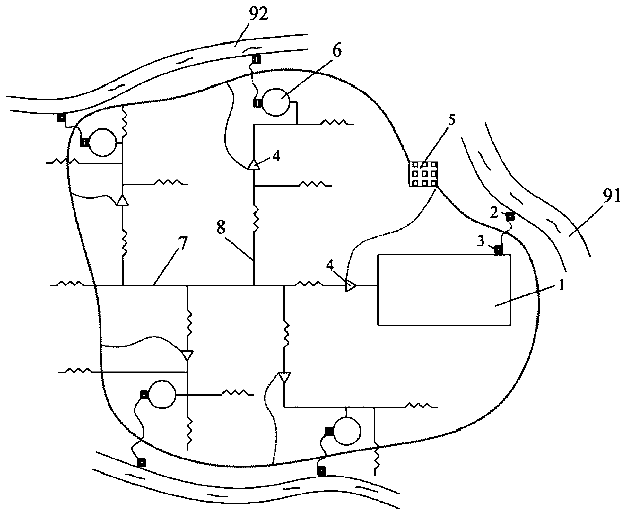 Satellite type distributed sewage treatment system and sewage treatment method