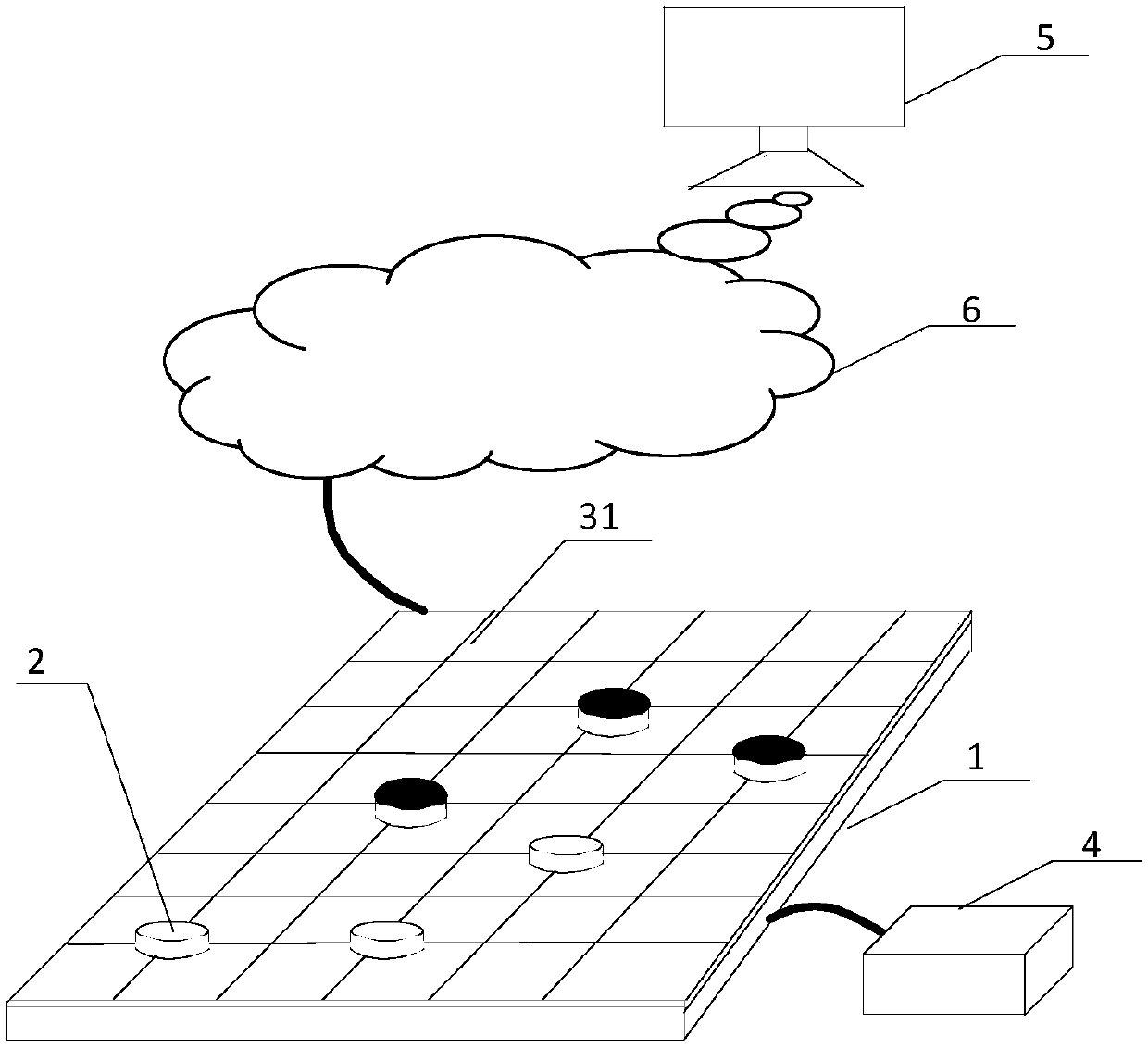 Electronic chess board system for training and training chess playing monitoring method