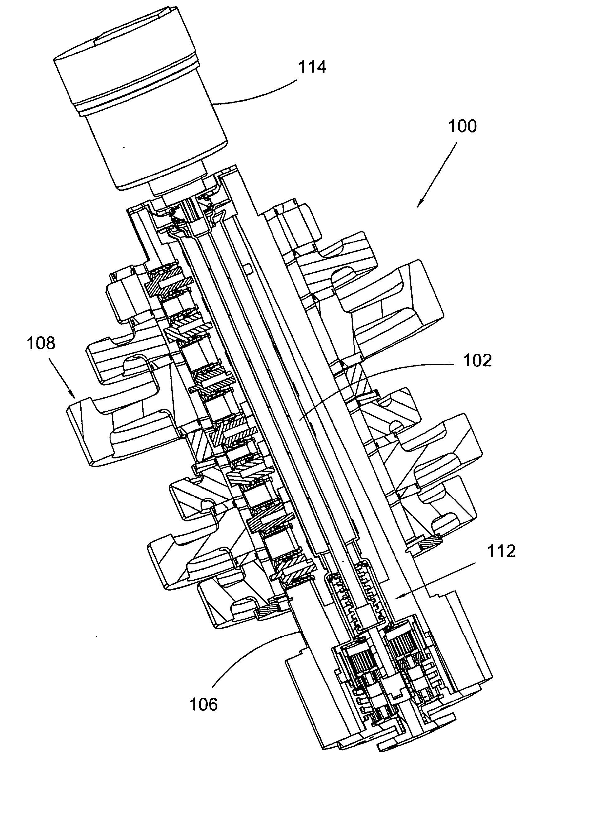 Gear selection assembly with nested differentially rotatable tube