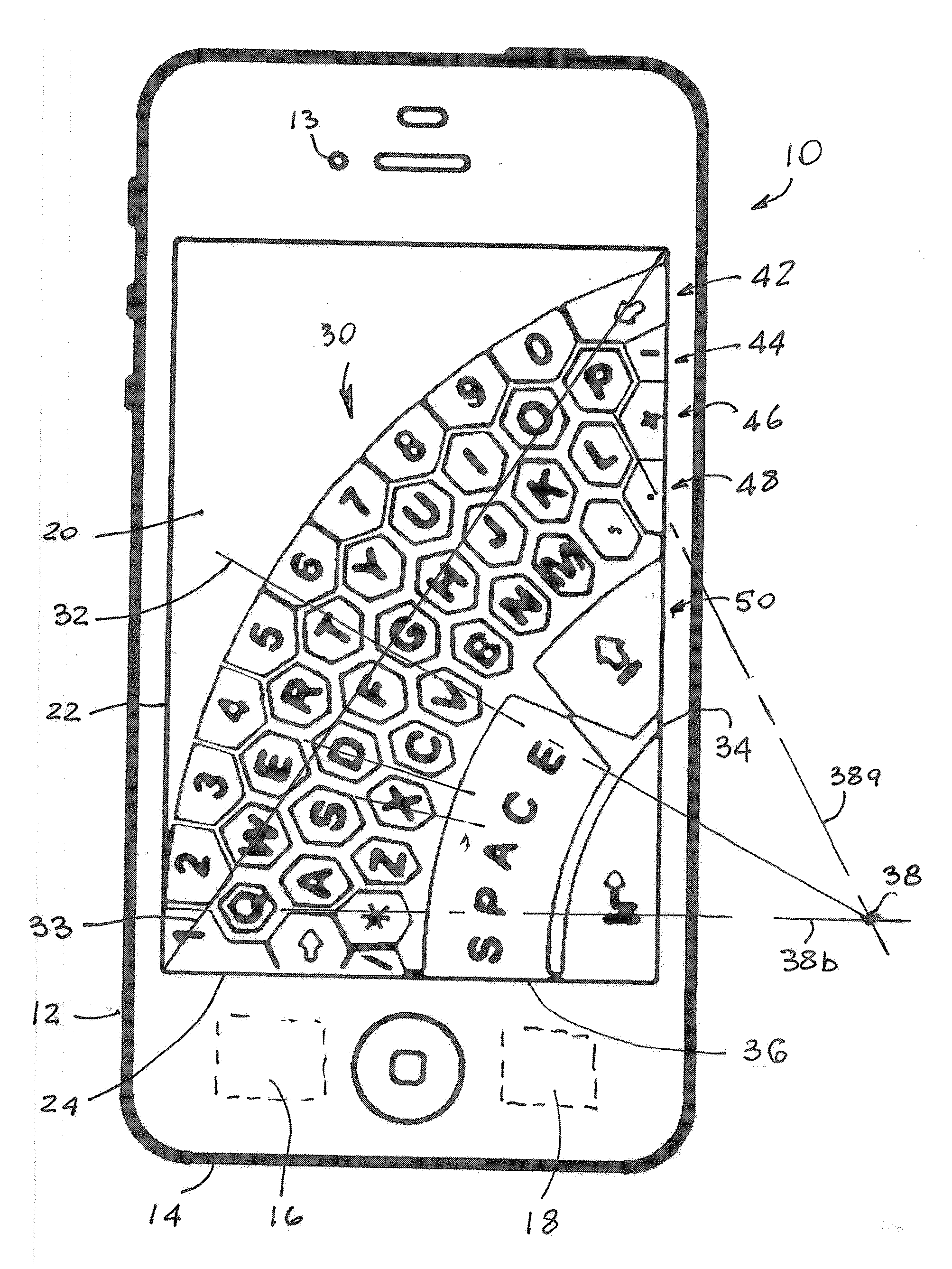 On-Screen Diagonal Keyboard