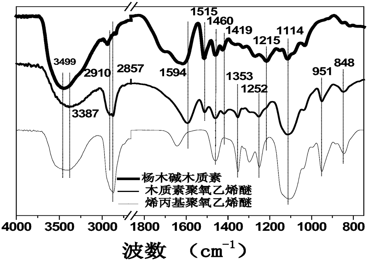 Lignin grafted polyoxyethylene ether, special modifier based on lignin grafted polyoxyethylene ether and used for lignin-based machine blasting mortar, preparation method of lignin grafted polyoxyethylene ether, and applications of special modifier