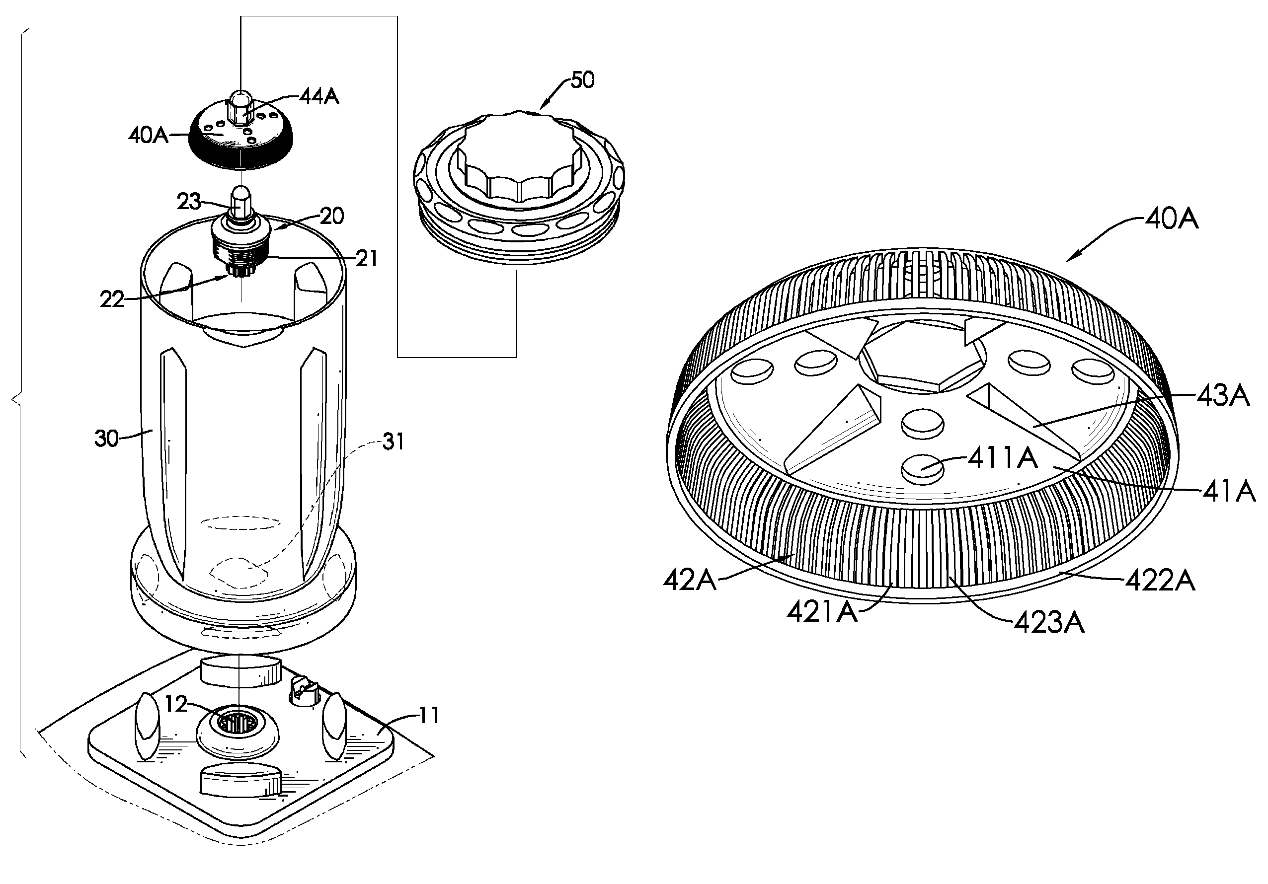 Blender with stirring disk