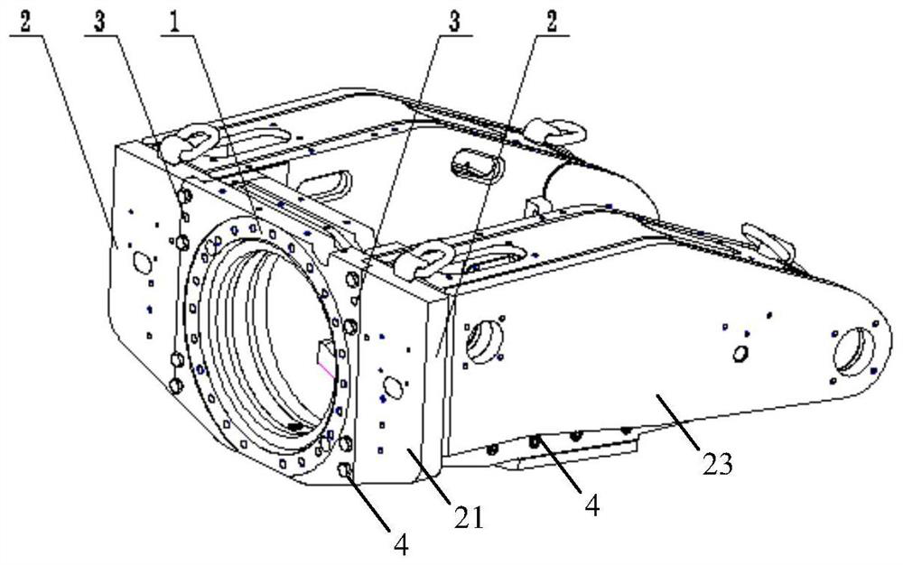 Heading machine motor box body and heading machine