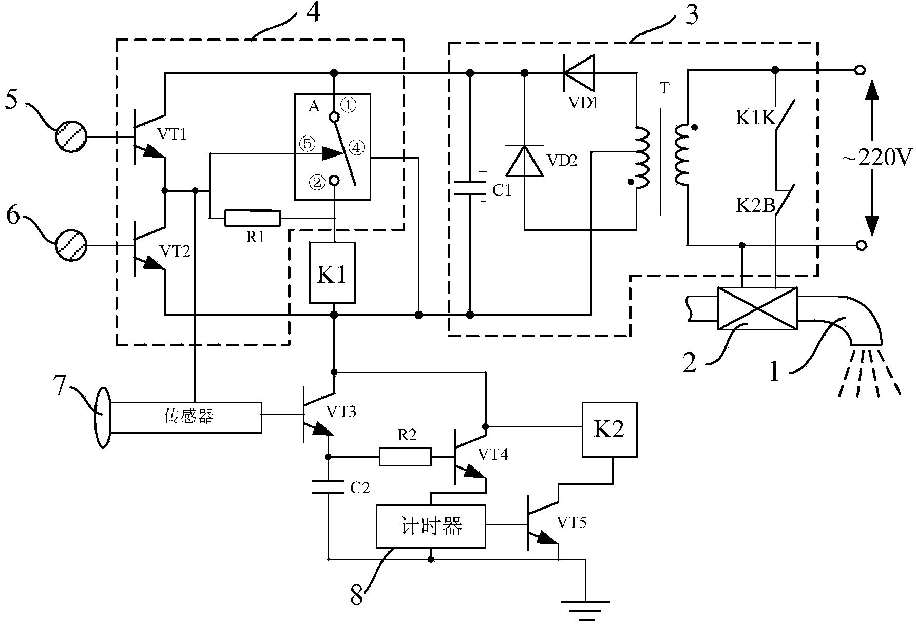 Touch type water tap water-saving device based on sensor