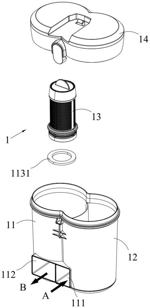 Double-cavity dust-gas separation device and acarus killing instrument with same