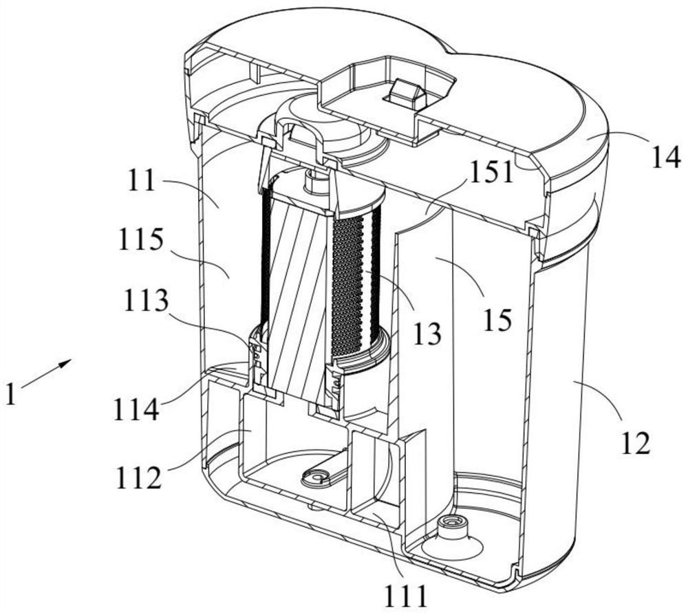 Double-cavity dust-gas separation device and acarus killing instrument with same