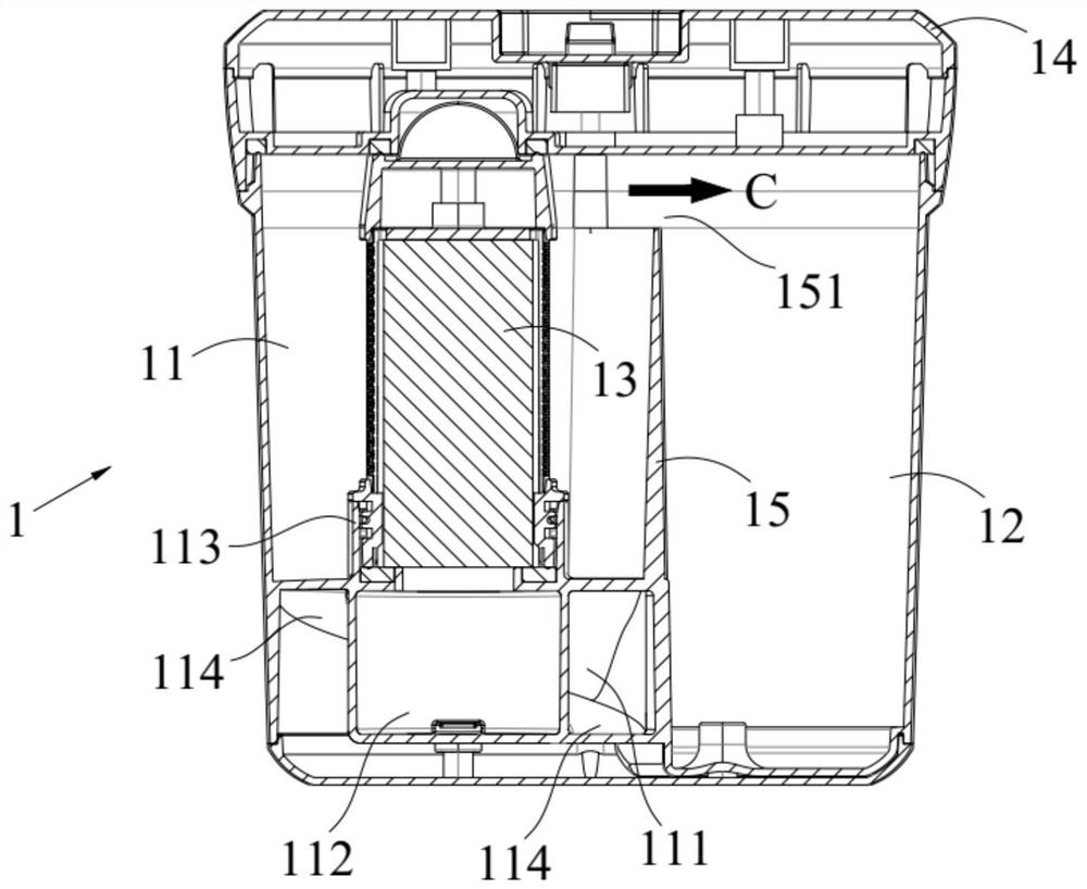 Double-cavity dust-gas separation device and acarus killing instrument with same