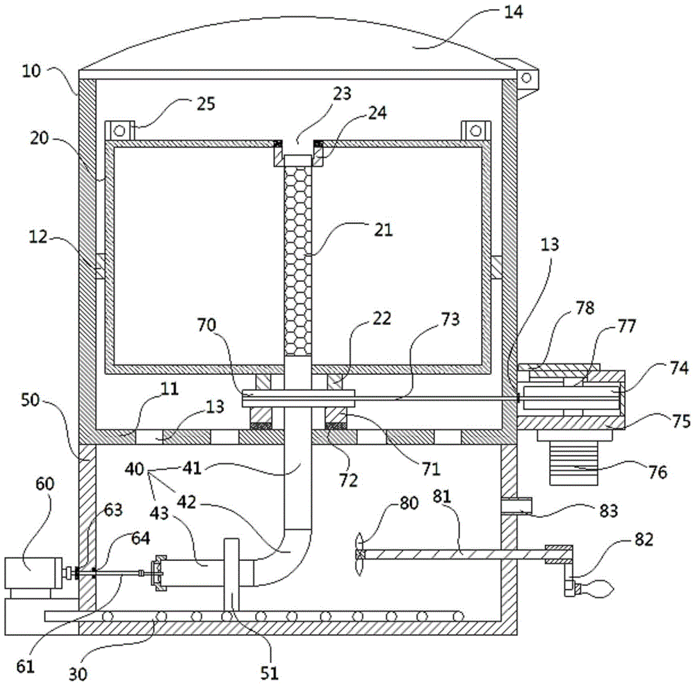 A loose fiber dyeing device with a rotatable fiber cage