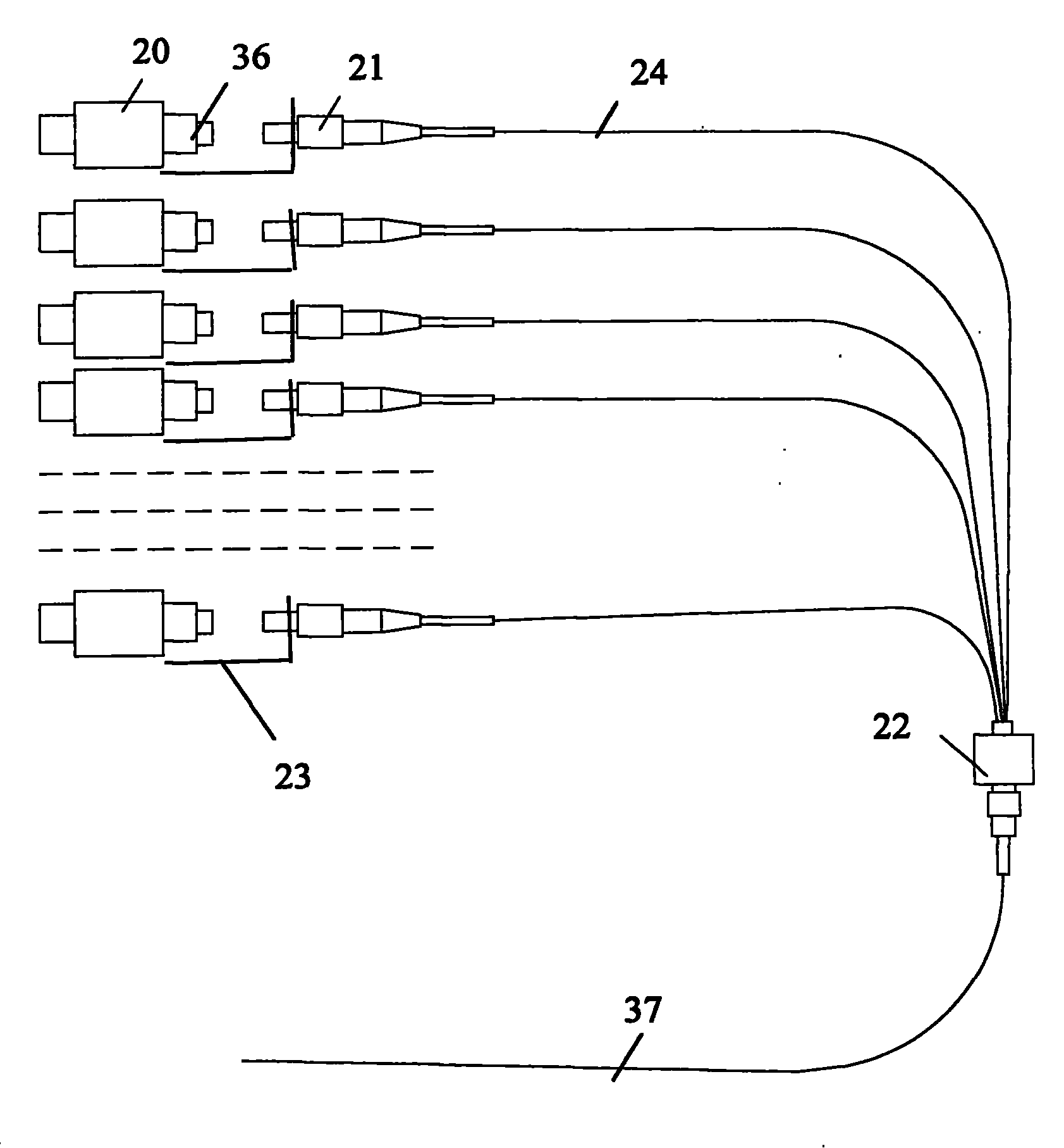 Multi-light guide gain amplification laser equipment