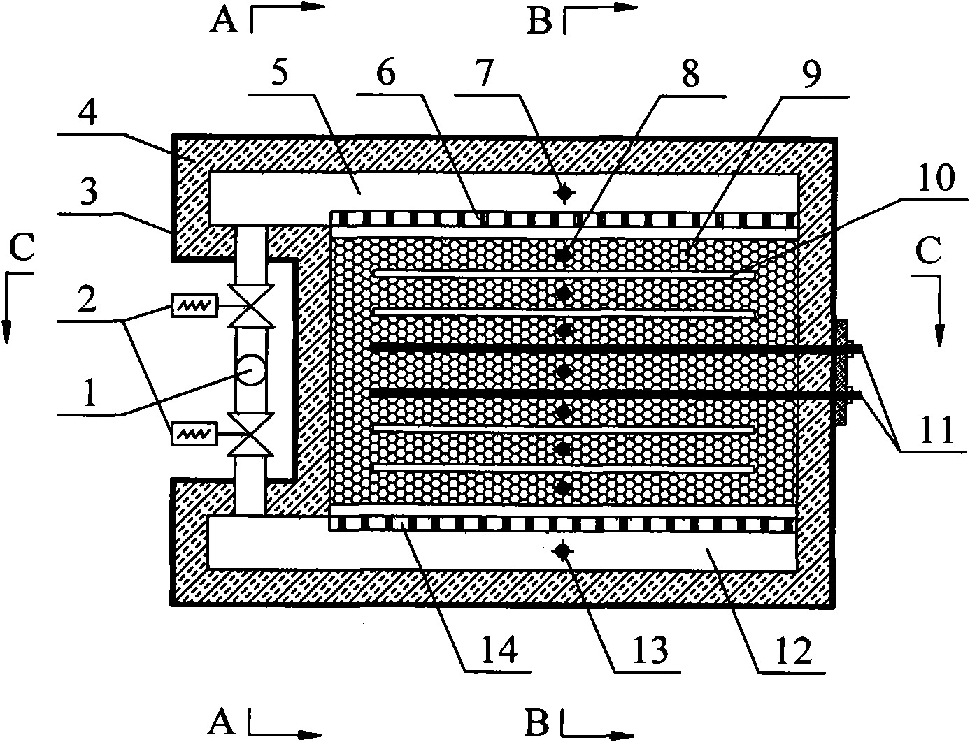 Coal mine methane gas oxidation device