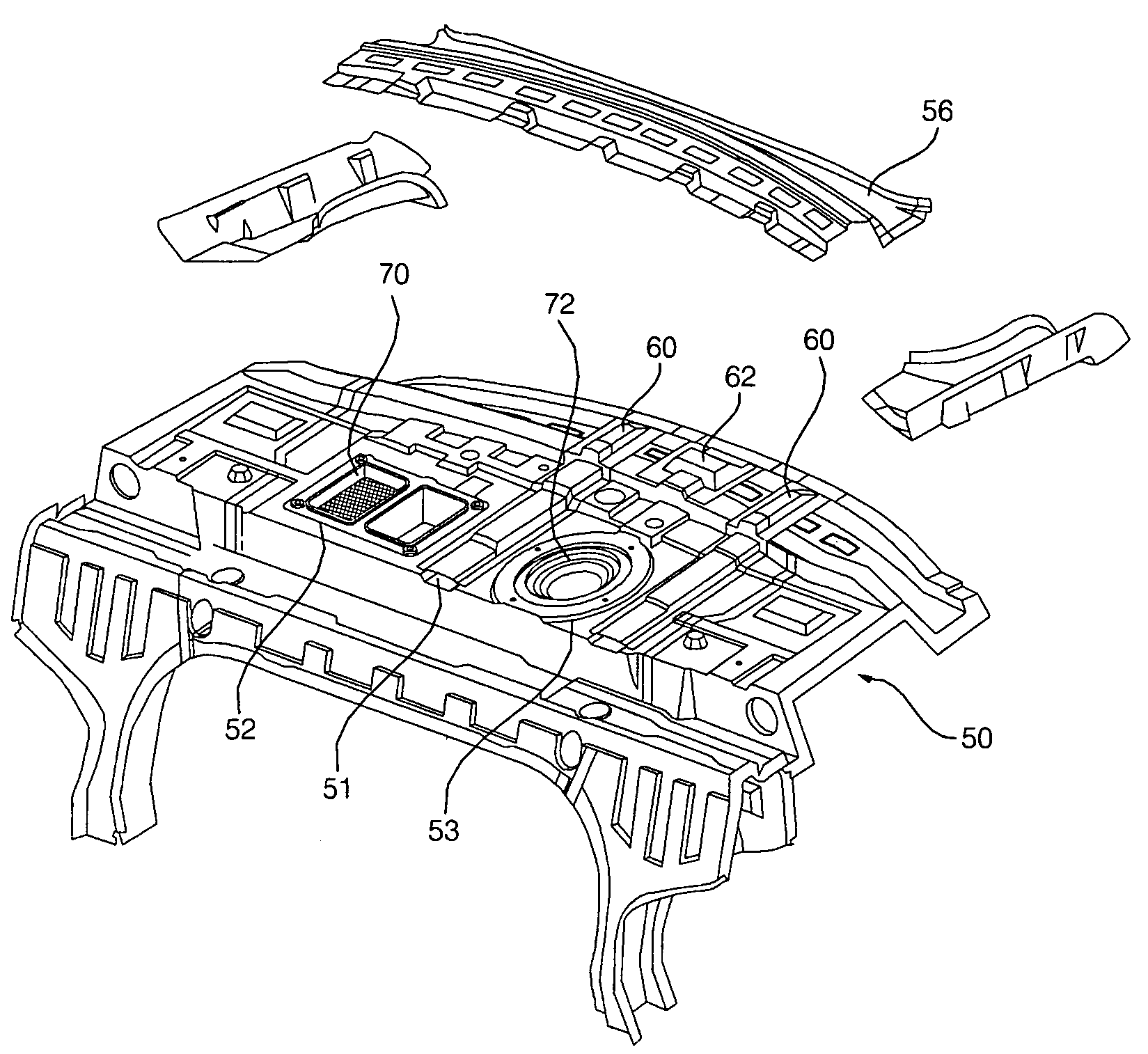 Package tray of vehicles and reinforcing structure thereof