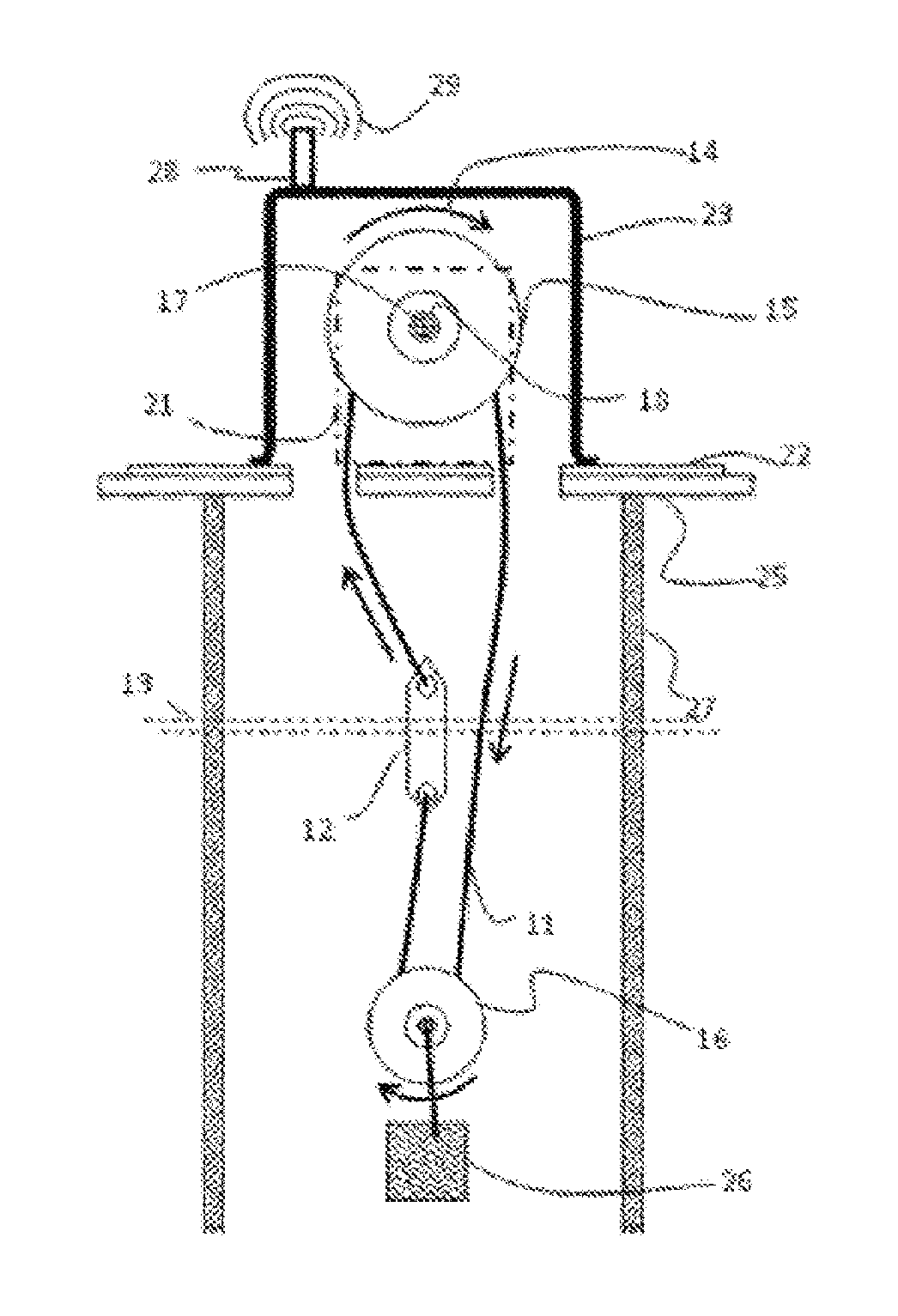 Multiturn pulley liquid level sensor device