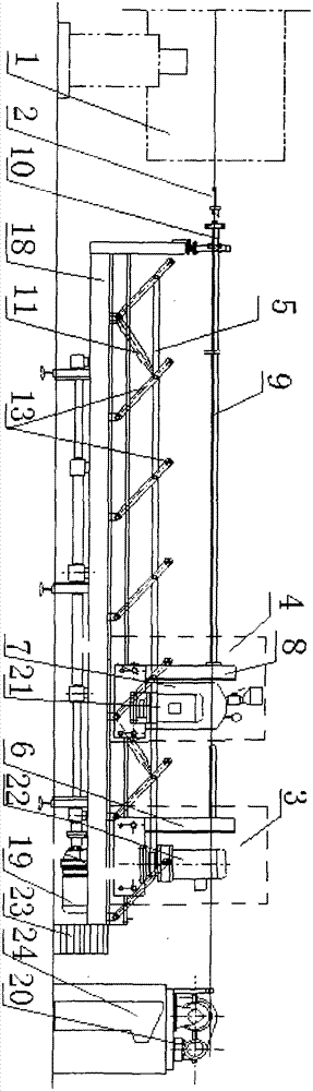 Pipe pulling and supporting, cleaning and spraying integrated unit for horizontal centrifugal casting machine