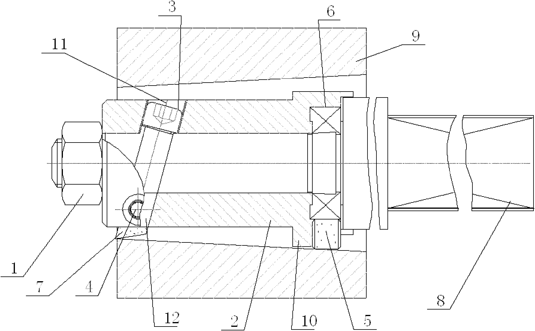 Combined turning rolling device used for processing taper hole