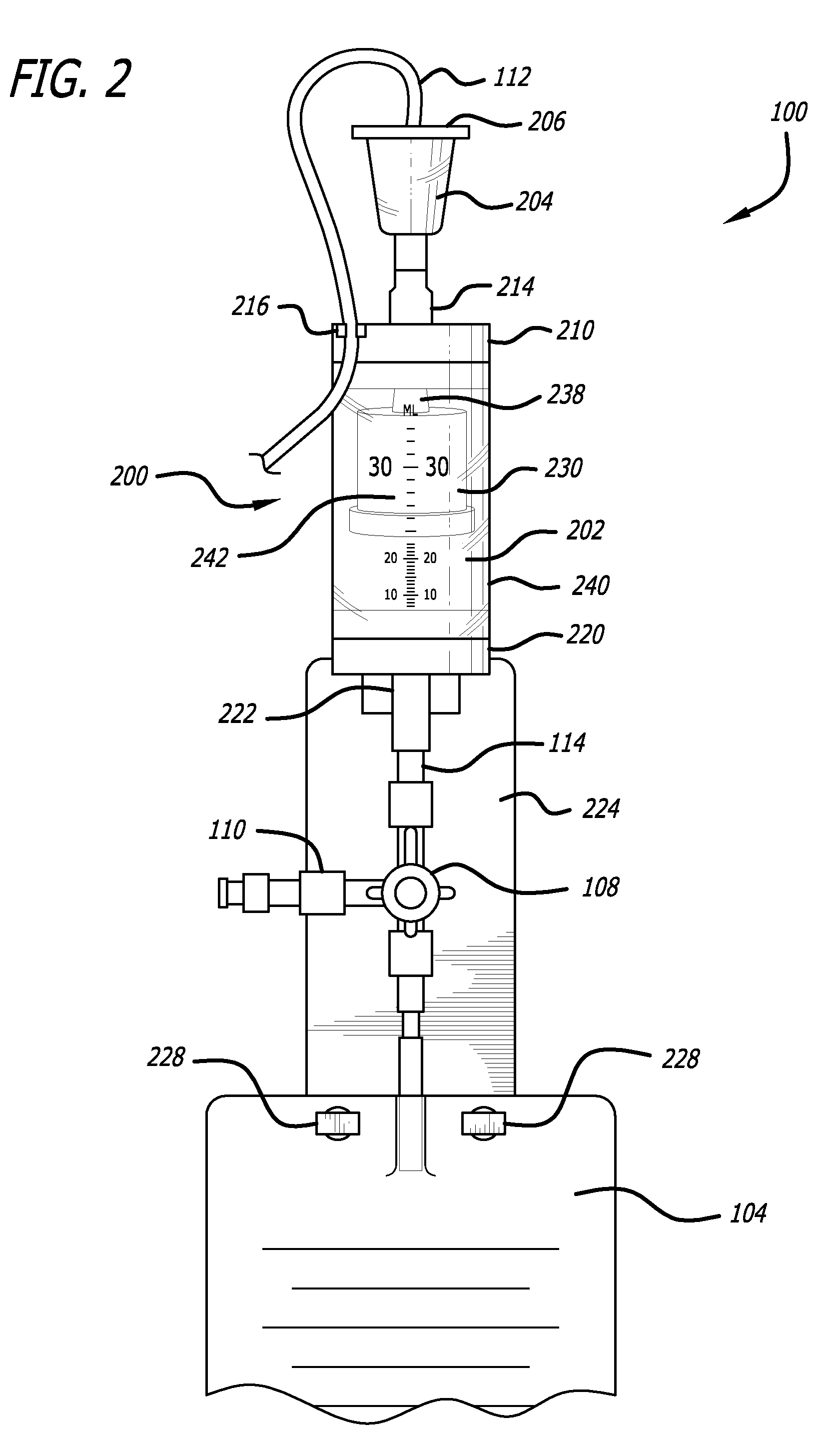 Volume limiting bodily fluid drainage system