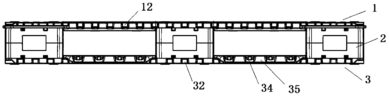 Injection molding and blow molding combined type forklift tray with high bearing strength