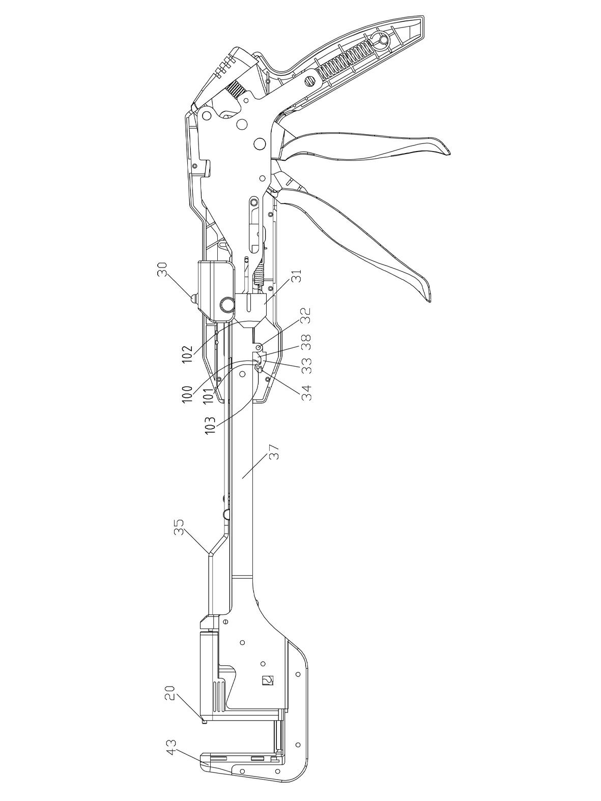 Linear cutting anastomat with double security mechanisms