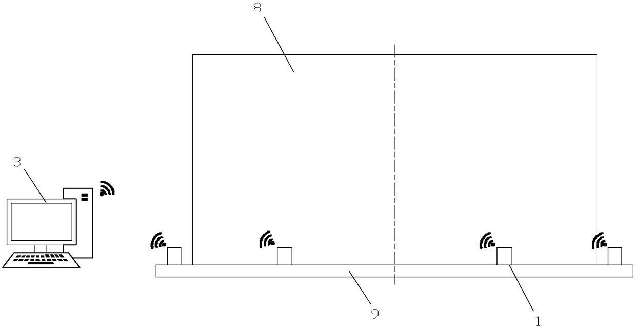 Distributed wireless active and passive acoustic fusion detection method for storage tank bottom plate